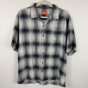 Tommy Bahama Mens L 100% Silk Plaid Short Sleeve‎ Camp Shirt Button Up